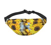 FEYUNYAN Ultra-Light Waterproof Waist Pack for Hiking Travel Running, Beautiful Sunflower Fanny Pack with 3 Zipper Pockets, Durable Hands-Free Belt Bag with Adjustable Strap