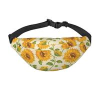 FEYUNYAN Ultra-Light Waterproof Waist Pack for Hiking Travel Running, Beautiful Yellow Sunflower Fanny Pack with 3 Zipper Pockets, Durable Hands-Free Belt Bag with Adjustable Strap