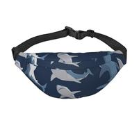 FEYUNYAN Ultra-Light Waterproof Waist Pack for Hiking Travel Running, Blue Cartoon Fish Fanny Pack with 3 Zipper Pockets, Durable Hands-Free Belt Bag with Adjustable Strap