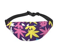 FEYUNYAN Ultra-Light Waterproof Waist Pack for Hiking Travel Running, Bright Colorful Weed Pattern Fanny Pack with 3 Zipper Pockets, Durable Hands-Free Belt Bag with Adjustable Strap