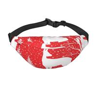 FEYUNYAN Ultra-Light Waterproof Waist Pack for Hiking Travel Running, Christmas Winter Landscape Deer Fanny Pack with 3 Zipper Pockets, Durable Hands-Free Belt Bag with Adjustable Strap