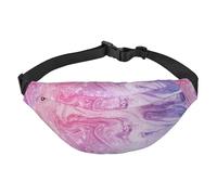 FEYUNYAN Ultra-Light Waterproof Waist Pack for Hiking Travel Running, Colorful Marble Pastel Pink Blue Purple Fanny Pack with 3 Zipper Pockets, Durable Hands-Free Belt Bag with Adjustable Strap