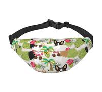 FEYUNYAN Ultra-Light Waterproof Waist Pack for Hiking Travel Running, Corgi Hawaiian Tropical Summer Pineapple Fanny Pack with 3 Zipper Pockets, Durable Hands-Free Belt Bag with Adjustable Strap