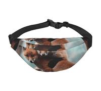 FEYUNYAN Ultra-Light Waterproof Waist Pack for Hiking Travel Running, Cute Animal Fox Fanny Pack with 3 Zipper Pockets, Durable Hands-Free Belt Bag with Adjustable Strap