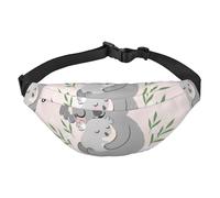 FEYUNYAN Ultra-Light Waterproof Waist Pack for Hiking Travel Running, Cute Koala Mom Fanny Pack with 3 Zipper Pockets, Durable Hands-Free Belt Bag with Adjustable Strap