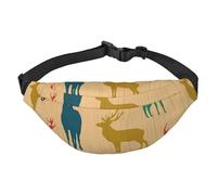 FEYUNYAN Ultra-Light Waterproof Waist Pack for Hiking Travel Running, Deer Show Fanny Pack with 3 Zipper Pockets, Durable Hands-Free Belt Bag with Adjustable Strap