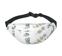FEYUNYAN Ultra-Light Waterproof Waist Pack for Hiking Travel Running, Eucalyptus Leaves Fanny Pack with 3 Zipper Pockets, Durable Hands-Free Belt Bag with Adjustable Strap