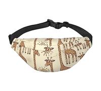 FEYUNYAN Ultra-Light Waterproof Waist Pack for Hiking Travel Running, Hand Drawn Giraffes Fanny Pack with 3 Zipper Pockets, Durable Hands-Free Belt Bag with Adjustable Strap
