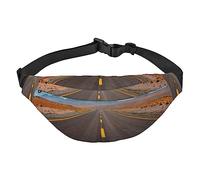 FEYUNYAN Ultra-Light Waterproof Waist Pack for Hiking Travel Running, Highway Road in The Desert Landscape Fanny Pack with 3 Zipper Pockets, Durable Hands-Free Belt Bag with Adjustable Strap