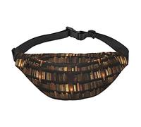 FEYUNYAN Ultra-Light Waterproof Waist Pack for Hiking Travel Running, Library Bookshelf Book Fanny Pack with 3 Zipper Pockets, Durable Hands-Free Belt Bag with Adjustable Strap