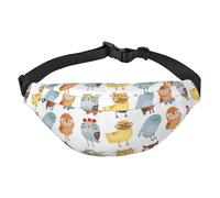 FEYUNYAN Ultra-Light Waterproof Waist Pack for Hiking Travel Running, Owls Birds Fanny Pack with 3 Zipper Pockets, Durable Hands-Free Belt Bag with Adjustable Strap