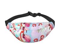 FEYUNYAN Ultra-Light Waterproof Waist Pack for Hiking Travel Running, Painted Flamingo Fanny Pack with 3 Zipper Pockets, Durable Hands-Free Belt Bag with Adjustable Strap