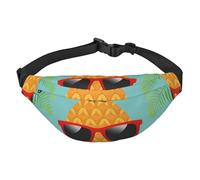FEYUNYAN Ultra-Light Waterproof Waist Pack for Hiking Travel Running, Pineapple Flamingo Fanny Pack with 3 Zipper Pockets, Durable Hands-Free Belt Bag with Adjustable Strap