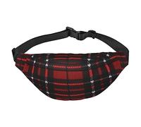 FEYUNYAN Ultra-Light Waterproof Waist Pack for Hiking Travel Running, Red and Black Plaid Fanny Pack with 3 Zipper Pockets, Durable Hands-Free Belt Bag with Adjustable Strap