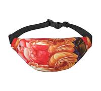 FEYUNYAN Ultra-Light Waterproof Waist Pack for Hiking Travel Running, Red Beautiful Flower Fanny Pack with 3 Zipper Pockets, Durable Hands-Free Belt Bag with Adjustable Strap