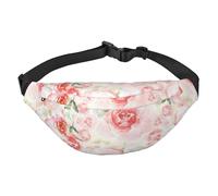 FEYUNYAN Ultra-Light Waterproof Waist Pack for Hiking Travel Running, Soft Color Pale Faded Mix of Roses Fanny Pack with 3 Zipper Pockets, Durable Hands-Free Belt Bag with Adjustable Strap