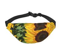 FEYUNYAN Ultra-Light Waterproof Waist Pack for Hiking Travel Running, Sunflower Farm Fanny Pack with 3 Zipper Pockets, Durable Hands-Free Belt Bag with Adjustable Strap