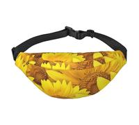 FEYUNYAN Ultra-Light Waterproof Waist Pack for Hiking Travel Running, Sunflowers Yellow Flowers Fanny Pack with 3 Zipper Pockets, Durable Hands-Free Belt Bag with Adjustable Strap