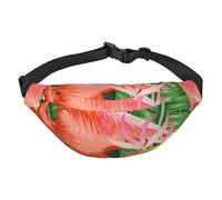 FEYUNYAN Ultra-Light Waterproof Waist Pack for Hiking Travel Running, Tropical Flamingo Fanny Pack with 3 Zipper Pockets, Durable Hands-Free Belt Bag with Adjustable Strap