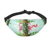 FEYUNYAN Ultra-Light Waterproof Waist Pack for Hiking Travel Running, Tropical Flamingo Fanny Pack with 3 Zipper Pockets, Durable Hands-Free Belt Bag with Adjustable Strap