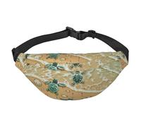 FEYUNYAN Ultra-Light Waterproof Waist Pack for Hiking Travel Running, Turtle Starfish Fanny Pack with 3 Zipper Pockets, Durable Hands-Free Belt Bag with Adjustable Strap