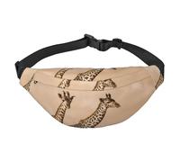 FEYUNYAN Ultra-Light Waterproof Waist Pack for Hiking Travel Running, Two Giraffe Running On The Barren Fanny Pack with 3 Zipper Pockets, Durable Hands-Free Belt Bag with Adjustable Strap