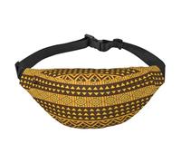 FEYUNYAN Ultra-Light Waterproof Waist Pack for Hiking Travel Running, Yellow and Brown Triangles Fanny Pack with 3 Zipper Pockets, Durable Hands-Free Belt Bag with Adjustable Strap