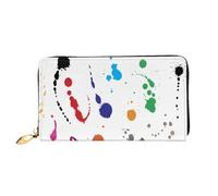 FEYUNYAN Unique Novelty Wallet for Women, Abstract Paint Splashes Leather Wallet Organizer with Zippered Coin Pocket & Card Slots, RFID Blocking Slim Bifold Wallet for Daily Use Gift
