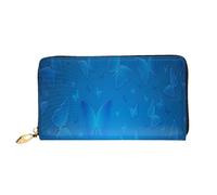FEYUNYAN Unique Novelty Wallet for Women, Blue Beautful Butterfly Leather Wallet Organizer with Zippered Coin Pocket & Card Slots, RFID Blocking Slim Bifold Wallet for Daily Use Gift