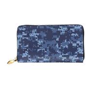 FEYUNYAN Unique Novelty Wallet for Women, Blue Camouflage Leather Wallet Organizer with Zippered Coin Pocket & Card Slots, RFID Blocking Slim Bifold Wallet for Daily Use Gift