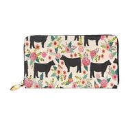 FEYUNYAN Unique Novelty Wallet for Women, Cattle Farm Sanctuary Leather Wallet Organizer with Zippered Coin Pocket & Card Slots, RFID Blocking Slim Bifold Wallet for Daily Use Gift