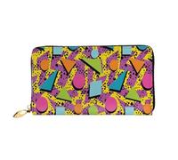 FEYUNYAN Unique Novelty Wallet for Women, Colored Memphis Leather Wallet Organizer with Zippered Coin Pocket & Card Slots, RFID Blocking Slim Bifold Wallet for Daily Use Gift
