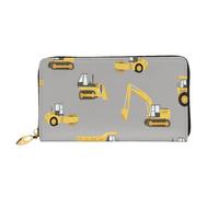 FEYUNYAN Unique Novelty Wallet for Women, Construction Trucks Leather Wallet Organizer with Zippered Coin Pocket & Card Slots, RFID Blocking Slim Bifold Wallet for Daily Use Gift