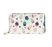 FEYUNYAN Unique Novelty Wallet for Women, Cupcake Candy Hearts Sweet Leather Wallet Organizer with Zippered Coin Pocket & Card Slots, RFID Blocking Slim Bifold Wallet for Daily Use Gift