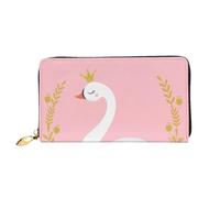 FEYUNYAN Unique Novelty Wallet for Women, Cute Swan Leather Wallet Organizer with Zippered Coin Pocket & Card Slots, RFID Blocking Slim Bifold Wallet for Daily Use Gift