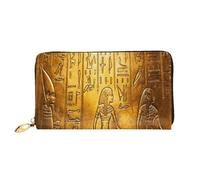 FEYUNYAN Unique Novelty Wallet for Women, Egypt Hieroglyphics Leather Wallet Organizer with Zippered Coin Pocket & Card Slots, RFID Blocking Slim Bifold Wallet for Daily Use Gift
