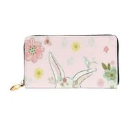 FEYUNYAN Unique Novelty Wallet for Women, Garden Bunny Leather Wallet Organizer with Zippered Coin Pocket & Card Slots, RFID Blocking Slim Bifold Wallet for Daily Use Gift