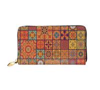 FEYUNYAN Unique Novelty Wallet for Women, Group of Moroccan Geometric Leather Wallet Organizer with Zippered Coin Pocket & Card Slots, RFID Blocking Slim Bifold Wallet for Daily Use Gift