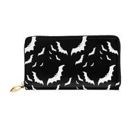FEYUNYAN Unique Novelty Wallet for Women, Halloween Flying Bats Leather Wallet Organizer with Zippered Coin Pocket & Card Slots, RFID Blocking Slim Bifold Wallet for Daily Use Gift