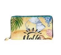 FEYUNYAN Unique Novelty Wallet for Women, Hello Summer Leather Wallet Organizer with Zippered Coin Pocket & Card Slots, RFID Blocking Slim Bifold Wallet for Daily Use Gift