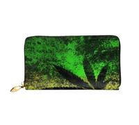 FEYUNYAN Unique Novelty Wallet for Women, Jamaica Flag Leaves Leather Wallet Organizer with Zippered Coin Pocket & Card Slots, RFID Blocking Slim Bifold Wallet for Daily Use Gift
