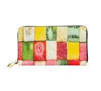 FEYUNYAN Unique Novelty Wallet for Women, Kiwi Watermelon Leather Wallet Organizer with Zippered Coin Pocket & Card Slots, RFID Blocking Slim Bifold Wallet for Daily Use Gift