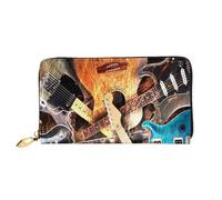 FEYUNYAN Unique Novelty Wallet for Women, Magic Electric Guitar Music Leather Wallet Organizer with Zippered Coin Pocket & Card Slots, RFID Blocking Slim Bifold Wallet for Daily Use Gift