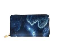 FEYUNYAN Unique Novelty Wallet for Women, Moon Stars Planets Leather Wallet Organizer with Zippered Coin Pocket & Card Slots, RFID Blocking Slim Bifold Wallet for Daily Use Gift