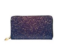 FEYUNYAN Unique Novelty Wallet for Women, Navy Blue Sky Stars Leather Wallet Organizer with Zippered Coin Pocket & Card Slots, RFID Blocking Slim Bifold Wallet for Daily Use Gift