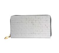 FEYUNYAN Unique Novelty Wallet for Women, Old White Brick Wall Leather Wallet Organizer with Zippered Coin Pocket & Card Slots, RFID Blocking Slim Bifold Wallet for Daily Use Gift