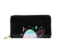 FEYUNYAN Unique Novelty Wallet for Women, Planet Pattern Leather Wallet Organizer with Zippered Coin Pocket & Card Slots, RFID Blocking Slim Bifold Wallet for Daily Use Gift