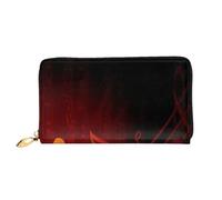 FEYUNYAN Unique Novelty Wallet for Women, Red Flame Music Note Leather Wallet Organizer with Zippered Coin Pocket & Card Slots, RFID Blocking Slim Bifold Wallet for Daily Use Gift
