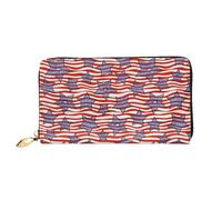 FEYUNYAN Unique Novelty Wallet for Women, Stars Wavy Stripes Leather Wallet Organizer with Zippered Coin Pocket & Card Slots, RFID Blocking Slim Bifold Wallet for Daily Use Gift