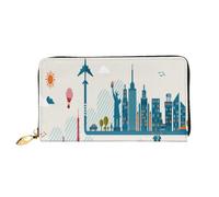 FEYUNYAN Unique Novelty Wallet for Women, Tourism City Leather Wallet Organizer with Zippered Coin Pocket & Card Slots, RFID Blocking Slim Bifold Wallet for Daily Use Gift